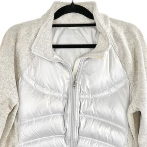 London Fog Women's XL Down Puffer Jacket‎ Ivory Knit Sleeve Full Zip